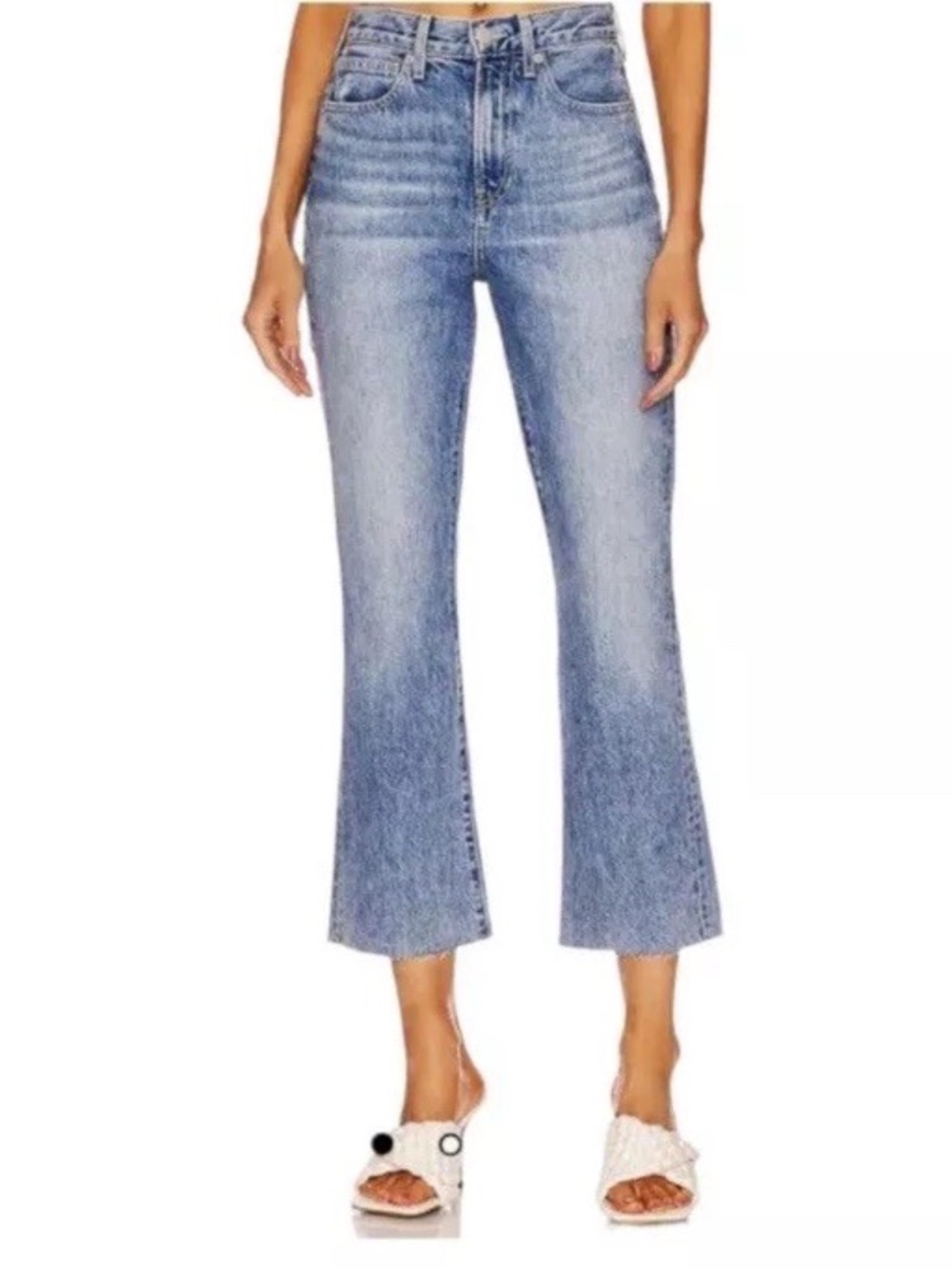 Veronica Beard Carly Kick Flare High Rise Jeans Pebble Blue Size 30